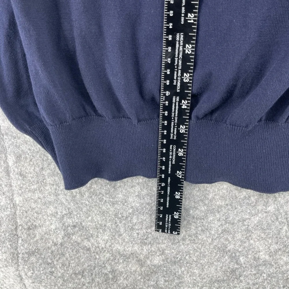 Polo Ralph Lauren V-Neck Sweater Men Large Blue Pima Cotton Pony Logo Preppy